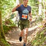 Photo by Matt Sagen/Cascadia Films / Sam Leighton of Seattle races to a 12k victory in the 2024 Olympic Adventure Trail (OAT) Run, finishing in 46:43.