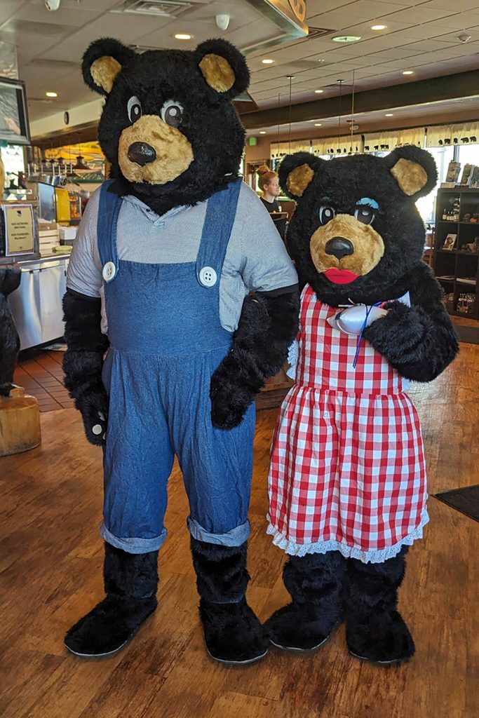 Photo courtesy Bret Wirta/ Sequim Black Bear Diners resident bears served as best man and maid of honor for the wedding of Pam and Marv Litzau on April 16. It was the first marriage at the diner and possibly for the franchise, staff said.