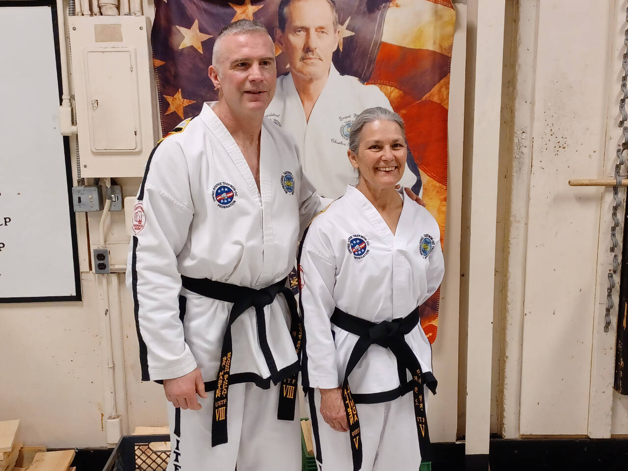 Photo courtesy of Bodystrong Taekwon-do Academy
Instructors Brandon Stoppani and Linda Allen of Sequims Bodystrong Taekwon-do Academy earn promotions in their black belts at the United States Taekwon-do Federation in Denver, Colorado, on March 9.
