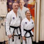 Photo courtesy of Bodystrong Taekwon-do Academy
Instructors Brandon Stoppani and Linda Allen of Sequims Bodystrong Taekwon-do Academy earn promotions in their black belts at the United States Taekwon-do Federation in Denver, Colorado, on March 9.