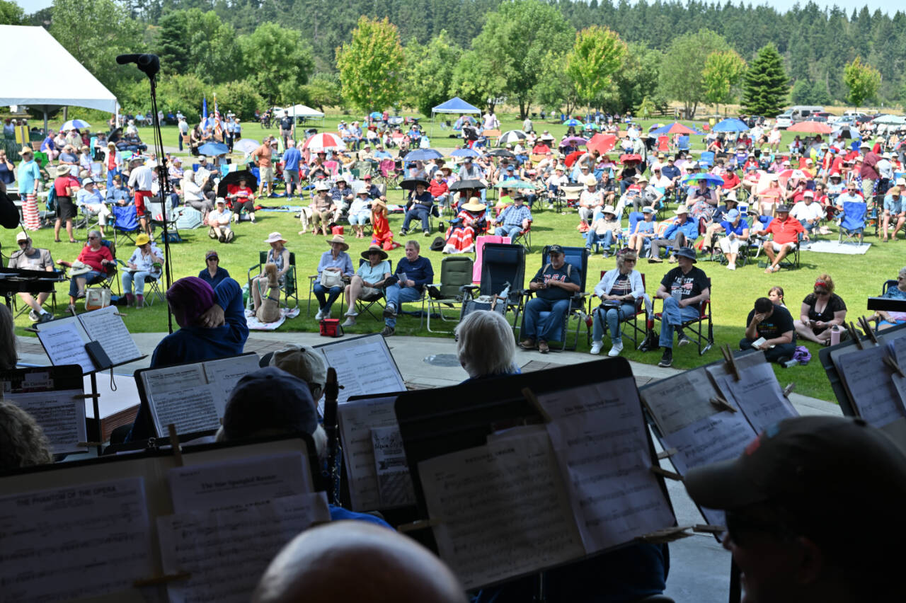 Photo by Richard Greenway/Sequim City Band
Concert-goers enjoy music from the Sequim City Band at the City of Sequims Independence Day celebration at the James Center for the Performing Arts in July 2023.