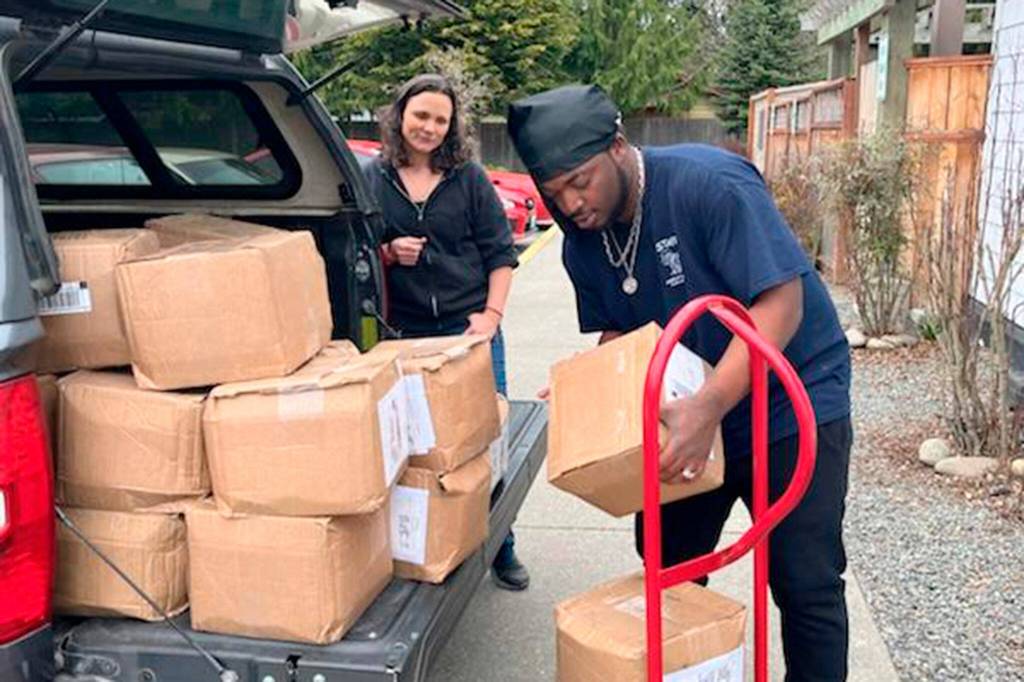 Photo courtesy Morgan Nolan/ More than 30,000 laundry pods were delivered to Serenity House of Clallam Countys Port Angeles shelter in recent weeks following a fundraiser by five students at St. Josephs Catholic Church in Sequim.