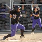Sequim Gazette photo by Michael Dashiell / Sequims Taylee Rome rips a base hit as the Wolves battle Bremerton in an Olympic League game on April 23. Rome was 4-for-4 at the plate with three doubles, two runs scored, an RBI, two walks and two stolen bases