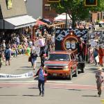 Sequim Gazette file photo by Michael Dashiell
Thespians and crews from Olympic Theatre Arts productions greet attendees of the Sequim Irrigation Festival Grand Parade last year. The event takes place at noon on Saturday, May 11 along Washington Street.