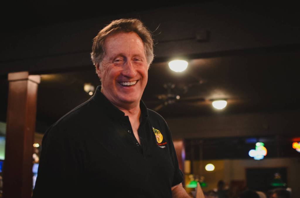 Sequim Gazette photo by Elijah Sussman / Former owner Dale Dunning maintains his position as Trivia MC on Sunday nights at The Oasis Bar and Grill.