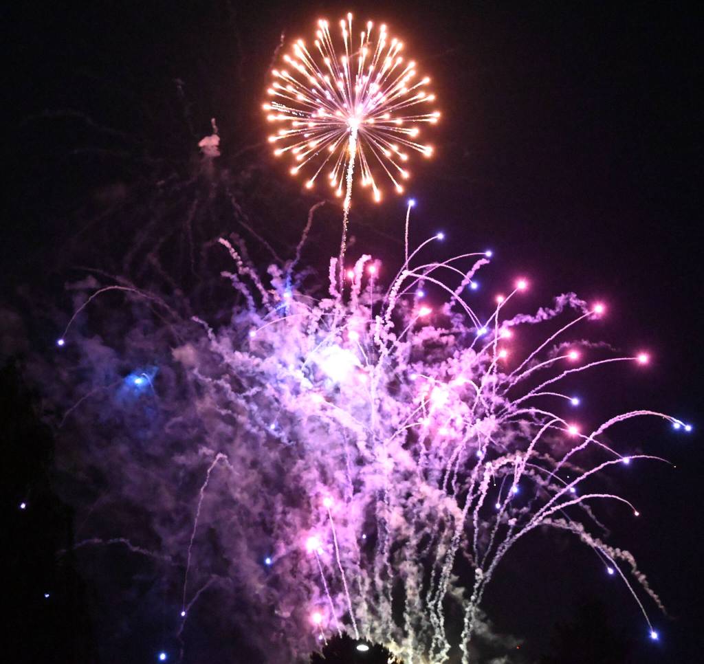 Sequim Gazette photo by Michael Dashiell
Fireworks light up the sky Friday evening at the annual Sequim Logging Show.