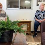 Sequim Gazette photo by Matthew Nash/ Greg and Helen Starr, executors of James Minskys estate, listen to Cheri Tinker, executive director of Sarges Veteran Support, speak about the new permanent housing for disabled/ elderly veterans.