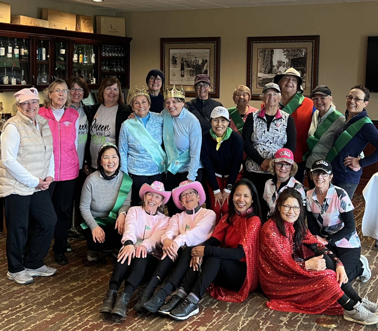 Photo courtesy of The Cedars at Dungeness Womens 18-Hole golf group
Participants in the The Cedars at Dungeness Womens 18-Hole golf groups Member/Member tourney enjoy a get-together following the May 20 event.