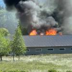 Photo courtesy Rick and Paulette Hill/ A garage and trailer caught fire on May 19 on Gaskell Farm Road, near Woodcock Road.