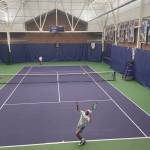 Photo courtesy of Caryn Little
Sequims Garrett Little, below, preps a serve as he earned three wins in four matches and places second at the class 2A state tennis tournament, held May 24-25 in Seattle.