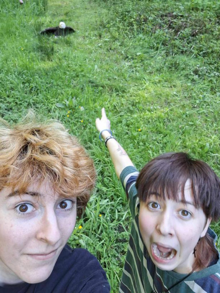 Photo courtesy Annie Espinoza/ Friends Kate Burks and Annie Espinoza discover an injured eagle on May 10 while on a hike in Agnew. They safely boxed him up, and he was later transported to Discovery Bay Wild Bird Rescue for rehabilitation.