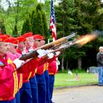 Photo by Peter Segall/Olympic Peninsula News Group / Members of the Mount Olympus Detachment 897 of the Marine Corps League give a 21-gun salute at a Memorial Day ceremony at Mt. Angeles Memorial Park in Port Angeles on May 27. The ceremony was hosted by the Veterans of Foreign Wars Post 6787 of Carlsborg and was one of many Memorial Day events held in Clallam and Jefferson counties.