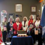 Photo courtesy of Michael Trebert Chapter DAR / New members of the Michael Trebert Chapter of the Daughters of the American Revolution include, from left, Carol Medlicott, Carol Friesen, Florence Jones and Pam Grider of Sequim, and Lucy Tiemersma and Lisa Worthey of Port Angeles. Not pictured on Zoom is Sharon Cheeseborough (California).