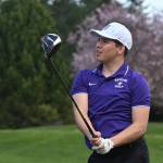 Sequim Gazette photo by Michael Dashiell / Sequims Adrian Aragon watches a drive in a March 21 match against Bainbridge at home on March 21. Aragon was named to the all-Olympic League first team.
