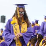 Sequim Gazette photo by Michael Dashiell / Graduating Sequim High senior Natalie Cross sports 2024-themed glasses at the schools commencement ceremony on June 14.