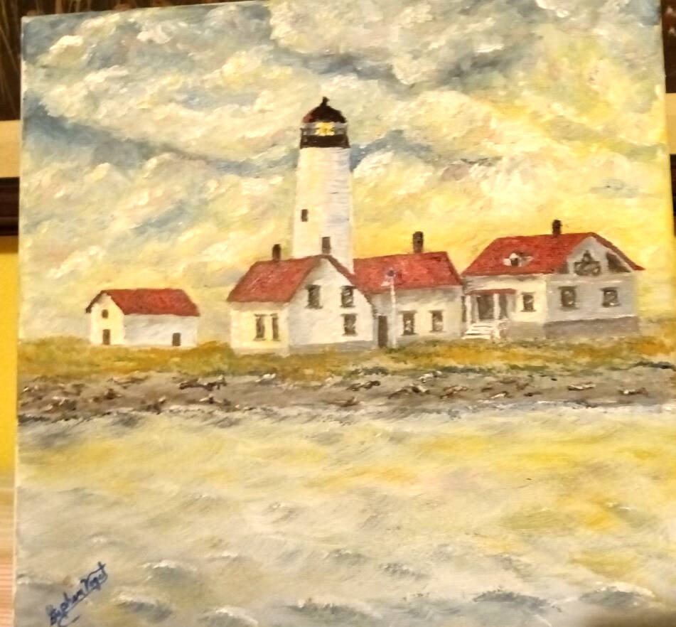 Image courtesy Steve Vogel/ Dungeness Lighthouse is an oil painting by Steve Vogel on display inside Sequim Museum and Arts for the month of June.