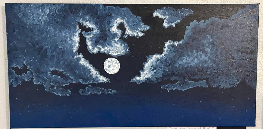 Photo courtesy of Olympic Christian School / Eighth-grader Lorellie Welch took first place at the Olympic Christian Schools 2024 Art Festival with Heavens at Night.