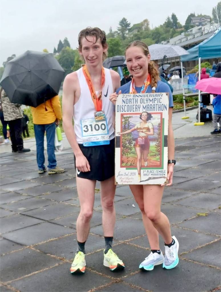 Langdon Larson and Lauren Larson of Port Angeles won a total of three races this past weekend. Langdon won the mens 5k, while Lauren won the womens 5k on Saturday and the womens half-marathon Sunday.