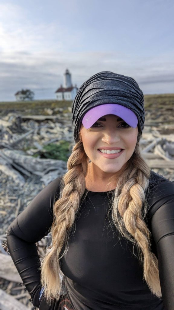 Photo courtesy Jennifer Thomas
Jennifer Thomas stands by the New Dungeness Lighthouse while filming a music video/film for her song The Lighthouse that appears on her new album Oceans, out June 7.