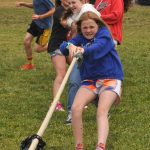 Sequim Gazette photo by Matthew Nash/ Sequim students, from front, Olianna Brailey, Bristol Bury, Zaliyah Alonzo, and Jordyn Julmist pull on the rope during tug-of-way at Helen Haller Elementarys Field Day.