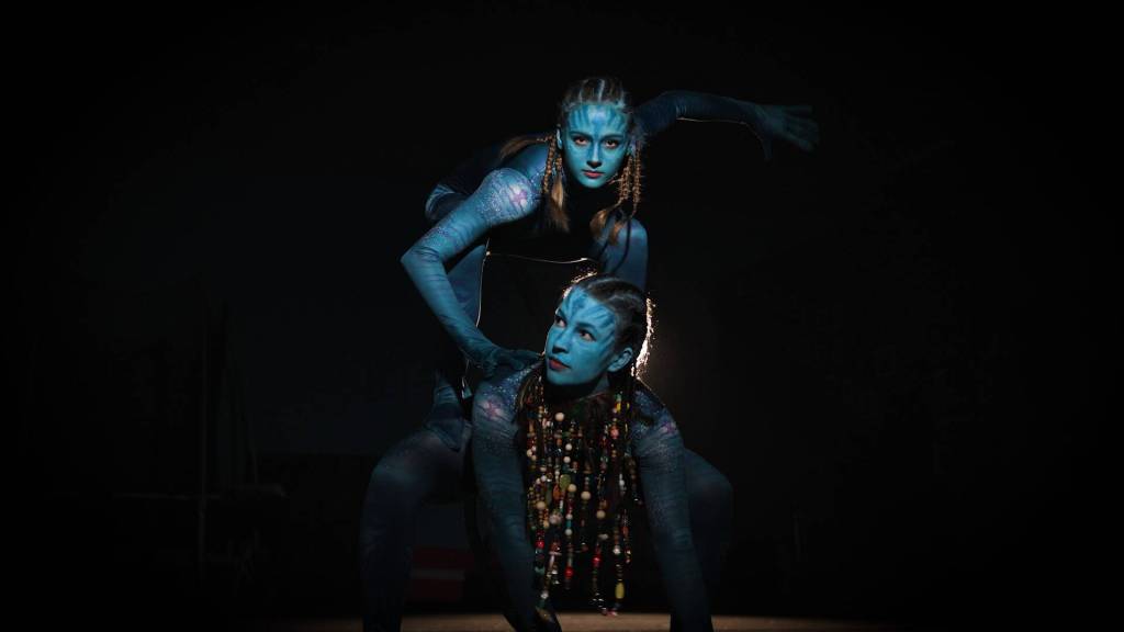 Photo courtesy of Sequim Acrobatics / Cast members rehearse a scene from Pandora, Sequim Acrobatics feature show thats slated for performances on Friday, June 21, and Saturday, June 22, at the Sequim High School auditorium.
