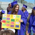 Sequim Gazette photo by Matthew Nash/ Terceira Rosa, a Sequim High School senior, thanks students for a poster they made for her to celebrate graduating from Sequim High School.