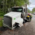 Photo courtesy Clallam County Fire District 3/ Three people were transported to area hospitals for injuries on Monday, June 17 after a collision on U.S. Highway 101 that involved two SUVs and a semi-truck.