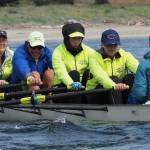 Photo by Michael Lampi/Sound Rowers Taking first place in the Open Water Coxed Quad long course division in the June 15 Rat Island Regatta are Sequim Bay Yacht Club rowers (from left) Christi Jolly, Frank DeSalvo, Amy Holms and Jeanne Neal, with Carolyn DeSalvo in the cox seat.
