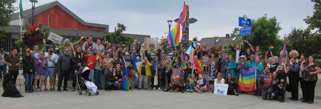 Photo courtesy Dale Lowe/ Participants gather in June 2024 for the Sequim Pride event. This year it takes place on June 29 during the Sequim Farmers and Artisans Market starting at noon.