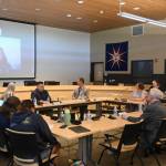 Sequim Gazette photo by Michael Dashiell
Sequim city councilors and Sequim School District board directors meet at the city council chambers on June 25.