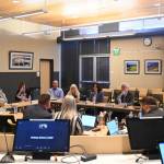 Sequim Gazette photo by Michael Dashiell
Sequim city councilors and Sequim School District board directors meet at the city council chambers on June 25.