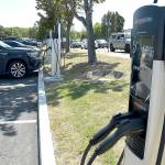 KEITH THORPE/PENINSULA DAILY NEWS
A set of EV charging stations stand ready for public use on Wednesday in the parking lot of the Clallam County Courthouse in Port Angeles.
