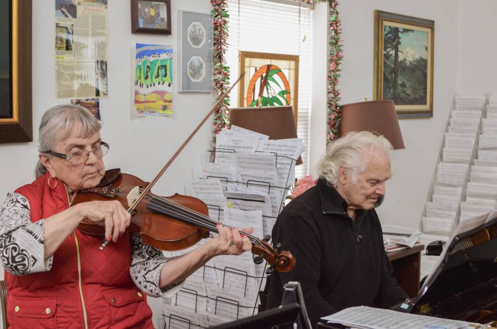 Sequim Gazette photos by Elijah Sussman / Alliree Meyer, left, has had a long musical relationship with Paul Creech and his wife Carmen.