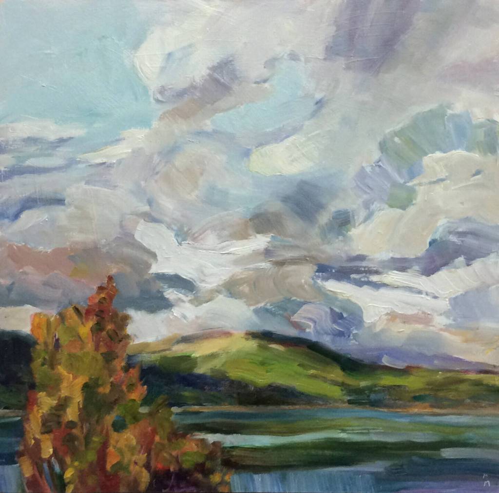 Artwork courtesy of Marian Morris / West Across Sequim Bay by Marian Morris, a featured artist at the Plein Air Inspirations exhibit at the A. Milligan Art Studio & Gallery during the First Friday Art Walk Sequim on July 5.