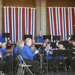 Sequim Gazette photo by Michael Dashiell
Above: The Sequim City Band, under the direction of Tyler Benedict (far right), performs a series of classic American marches and other pieces at their A Patriot Fourth program on July 4 at Carrie Blake Community Park.