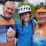 Photo courtesy of Sequim MS Support Group / Three generations of Bike the US for MS riders  from left, Michael Davies, Jordyn Davies and Richard Davies  visit the Sequim MS Support Group.