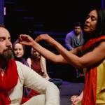 Sequim Gazette photo by Elijah Sussman / Actors Jeremy Pederson and Shahida Shahrir Mellon reheasre a scene of Jesus Christ Superstar on July 1.