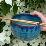 This ramen bowl made by Fairview Lake Studios artists include a notch for chopsticks.