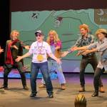 Photos courtesy Olympic Theatre Arts
Sequim locations and local icons, like gold medalist Matt Dryke (played by Joodie Klinke), in center, make cameos in Olympic Theatre Arts melodrama Lavender Dreams, running weekends through July 21.