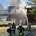 Photo by Paul Lang, CCFD3
A house is deemed a total loss after a fire erupted on July 10 off Palo Alto Road. Firefighters with Clallam County Fire District 3 and Department of Natural Resources fought the house fire and a brush fire.