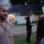 Sequim Gazette photo by Elijah Sussman / Drummer Adam Amr of Port Townsend relaxes after playing two sets on July 4 with Caro Kann and Pistil. He would drum for Seattle artist Margaux on July 6.