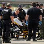 Sequim Gazette photo by Michael Dashiell 
Local law enforcement take into custody a man who reportedly led a high speed chase from Port Angeles to Sequim along U.S. Highway 101 on July 17. The susp[ect was later identified at Steven Michael Huseman.