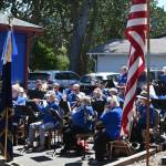 Sequim Gazette photo by Michael Dashiell / The Sequim City Band performs one of three patriotic pieces at Sequims American Legion mural unveiling ceremony on July 20.