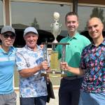 Photo courtesy of Mary Jane Duncan / Big winners from this years annual Bob Cup are a quartet of golfers from Olympia and dozens of athletes here on the Olympic Peninsula. Linc Beppu, Tom Henshaw, Doug Kramer and Douglas Kramer topped the field at the ninth-annual Bob Cup golf tournament at The Cedars at Dungeness on July 27, a tournament that benefits Special Olympics athletes on the Olympic Peninsula. Mary Jane Duncan created the tournament in memory of her late husband, longtime Sequim resident Bob Duncan. Funds raised from the event go to various expenses, from uniforms and equipment to transportation. There are also venue practice fees, though organizers note most places on the Olympic Peninsula allow the Orcas to hone their skills for free.