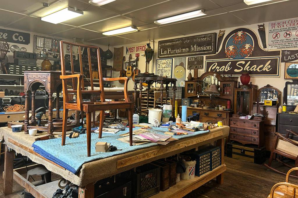 Sequim Gazette photo by Matthew Nash/ The restoration area of Carlsborg Store features many small and large historic pieces for the area.