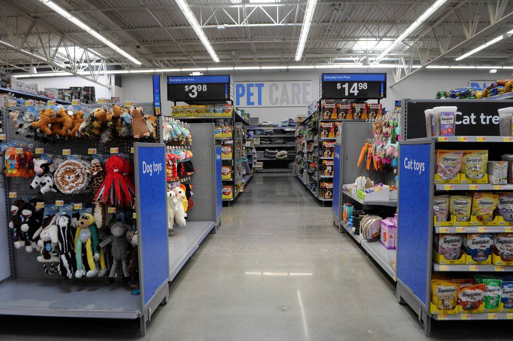 Sequim Gazette photo by Matthew Nash/ New, large signs are now above most areas of the Sequim Walmart to better help customers find what theyre looking for, staff said.