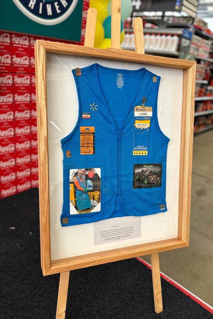 This frame honors the memory of long-time Sequim Walmart employee Lynie Staus who passed away in May after a battle with cancer. He was a great asset to this company and this community, said his friend and coworker John-Paul Davis.
