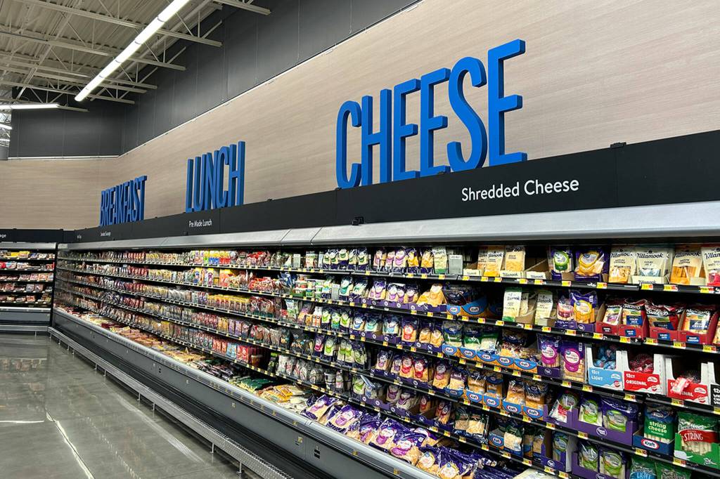 Sequim Gazette photo by Matthew Nash/ New, large signs are now above most areas of the Sequim Walmart to better help customers find what theyre looking for, staff said.