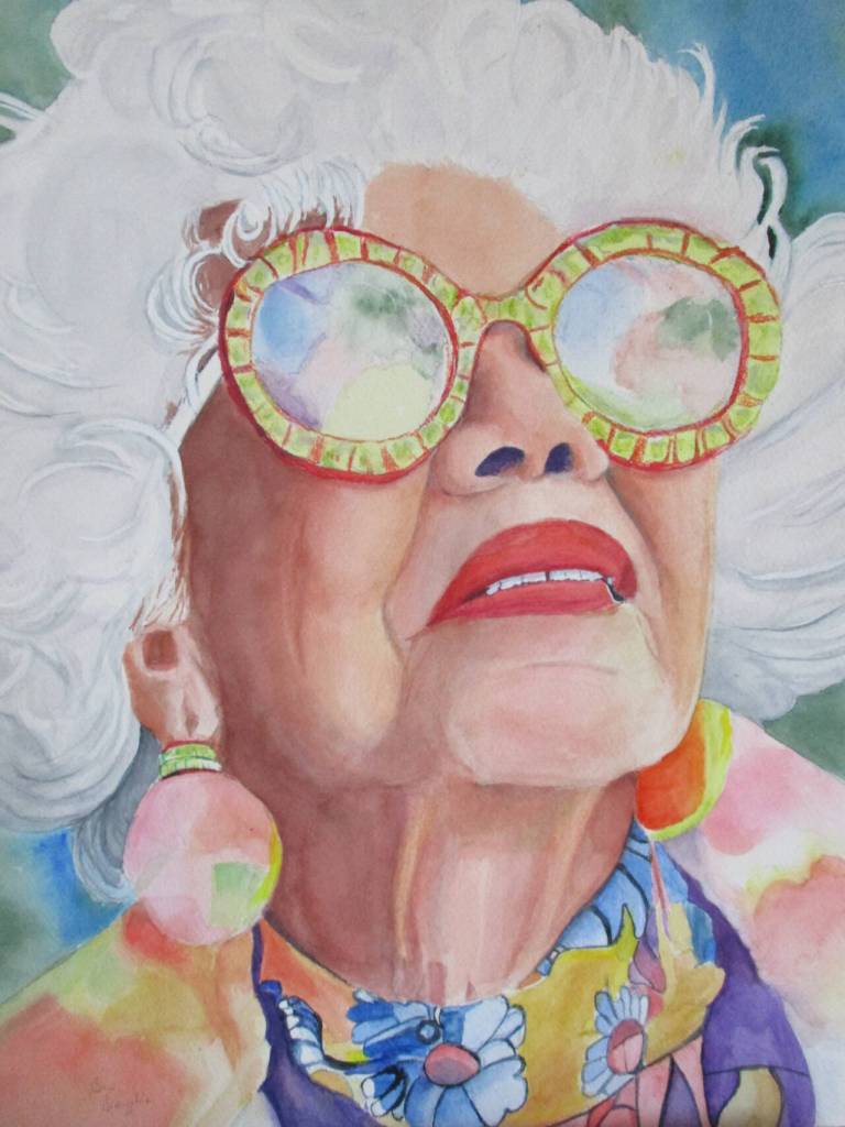Artwork courtesy of Field Hall Gallery / Funky Nana 2 by Beverly Beighle of the North Olympic Watercolorist group. See Beighles work and others from the NOW collective at the Watercolor: From Studio to Gallery exhibit at the Field Hall Gallery through Oct. 26.