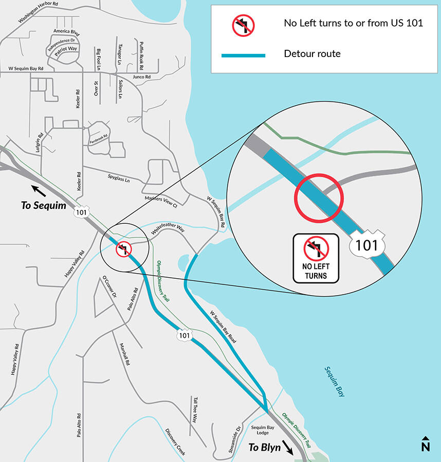 Graphic courtesy of Washington State Department of Transportation 
A detour at Whitefeather Way is planned for this September.
